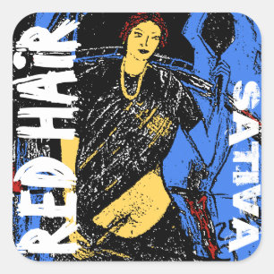 ROOD HARIGE SATIVA VIERKANTE STICKER