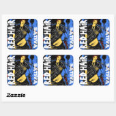 ROOD HARIGE SATIVA VIERKANTE STICKER (Vel)