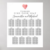 Rood hart 14-tafel bruiloft poster (Voorkant)