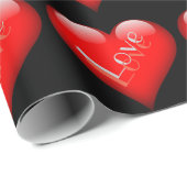 Rood Hart Aantrekkelijke Parijse Liefdesbruiloft Cadeaupapier (Rol Hoek)