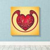 Rood Hart Abstract Canvas Afdruk (Insitu (Houten vloer))