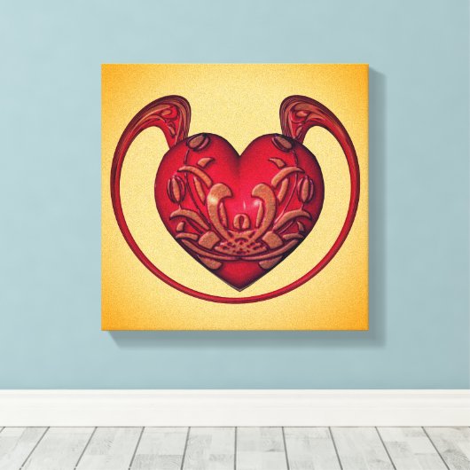 Rood Hart Abstract Canvas Afdruk (Insitu (Houten vloer))