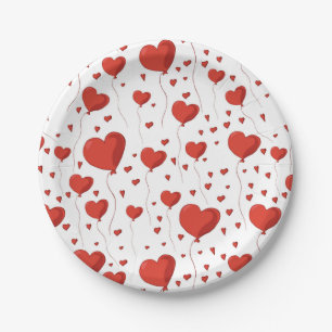 Rood Hart Ballon Patroon Valentijnsdag Papieren Bordje