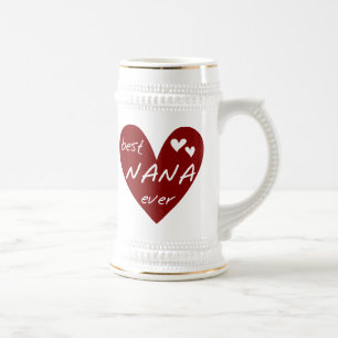 Rood Hart Beste Nana Ever T-shirts en Giften Bierpul