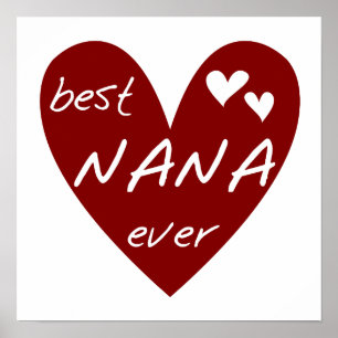 Rood Hart Beste Nana Ever T-shirts en Giften Poster