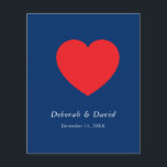 Rood Hart Blauw Modern Minimalistisch Huwelijk Flyer<br><div class="desc">U kunt de lettertypen en kleuren gemakkelijk wijzigen. U kunt ook uw logo en de achtergrondafbeelding toevoegen zoals u wilt.</div>