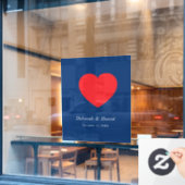 Rood Hart Blauw Modern Minimalistisch Huwelijk Raamsticker (Cafe Raam)