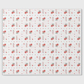 Rood Hart Bloemen Cherry Zoet Cadeaupapier (Vlak)