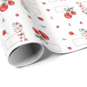 Rood Hart Bloemen Cherry Zoet Cadeaupapier (Rol Hoek)