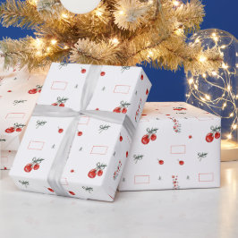 Rood Hart Bloemen Cherry Zoet Cadeaupapier