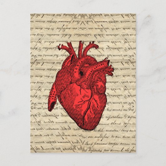 Rood  hart briefkaart (Voorkant)