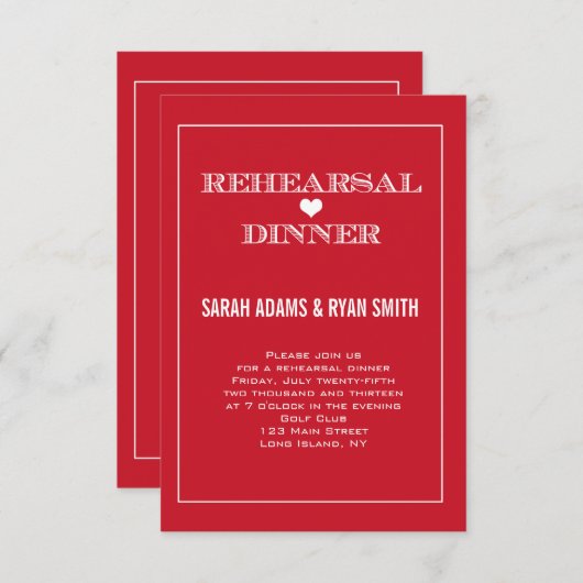 Rood hart bruiloft repetitie binnenste uitnodiging (Voorkant / Achterkant)