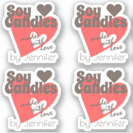  rood hart bruin gemaakt met liefdessoykaarsen sticker