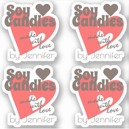  rood hart bruin gemaakt met liefdessoykaarsen sticker (Voorkant)