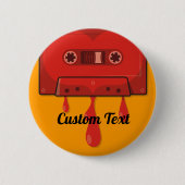 Rood hart cassette pinbackknop ronde button 5,7 cm (Voorkant)