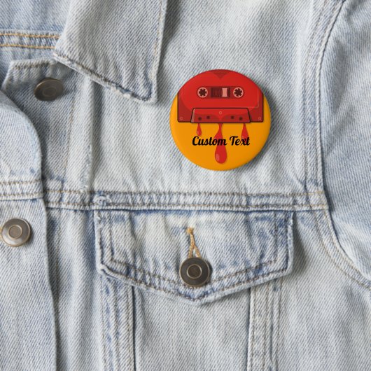 Rood hart cassette pinbackknop ronde button 5,7 cm (In situ)