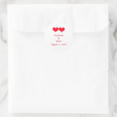 Rood hart Cute Couple Wedding Verloving Romantic Ronde Sticker (Tas)