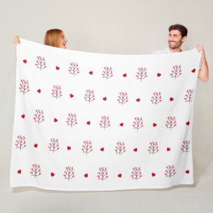 Rood hart en boom naadloos patroon fleece deken