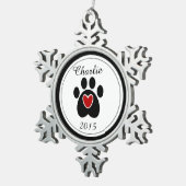 Rood hart en laag afdrukken tin sneeuwvlok ornament (Rechts)