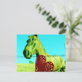 Rood hart en paard briefkaart (Staand voorkant)