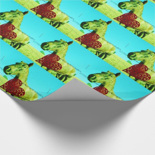Rood hart en paard cadeaupapier (Hoek)
