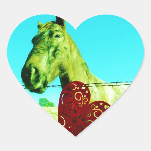 Rood hart en paard hart sticker (Voorkant)