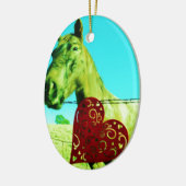 Rood hart en paard keramisch ornament (Links)
