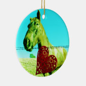 Rood hart en paard keramisch ornament (Rechts)