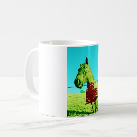 Rood hart en paard koffiemok (Voorkant links)
