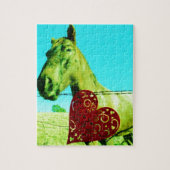 Rood hart en paard legpuzzel (Verticaal)