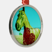 Rood hart en paard metalen ornament (Rechts)