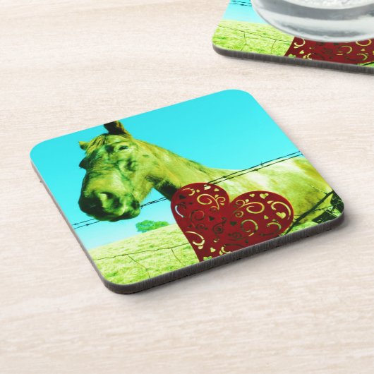 Rood hart en paard onderzetter (Linkerzijde)