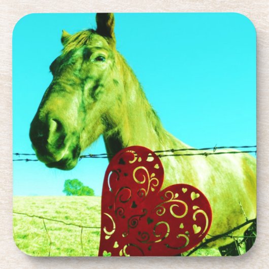 Rood hart en paard onderzetter (Voorkant)