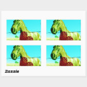 Rood hart en paard rechthoekige sticker (Vel)