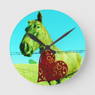 Rood Hart en Paard Ronde Klok