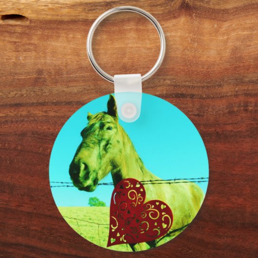 Rood hart en paard sleutelhanger (Voorkant)