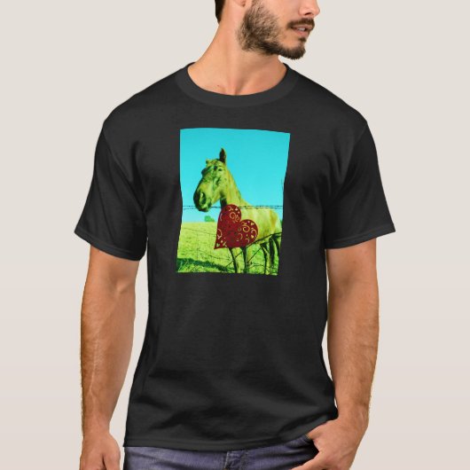 Rood hart en paard t-shirt (Voorkant)