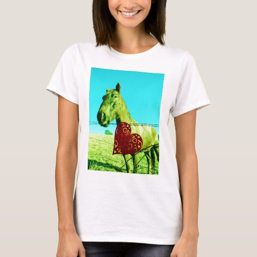 Rood hart en paard t-shirt (Voorkant)