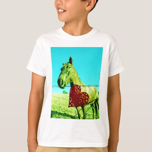 Rood hart en paard t-shirt (Voorkant)
