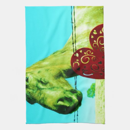 Rood hart en paard theedoek (Verticaal)