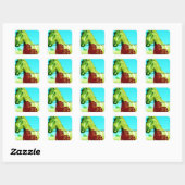 Rood hart en paard vierkante sticker (Vel)