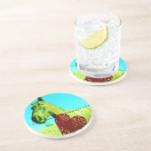 Rood hart en paard zandsteen onderzetter (Zijkant)