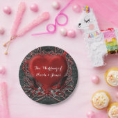 Rood hart en Rozen Gothische Valentijn Wedding Par Papieren Bordje (Feest)