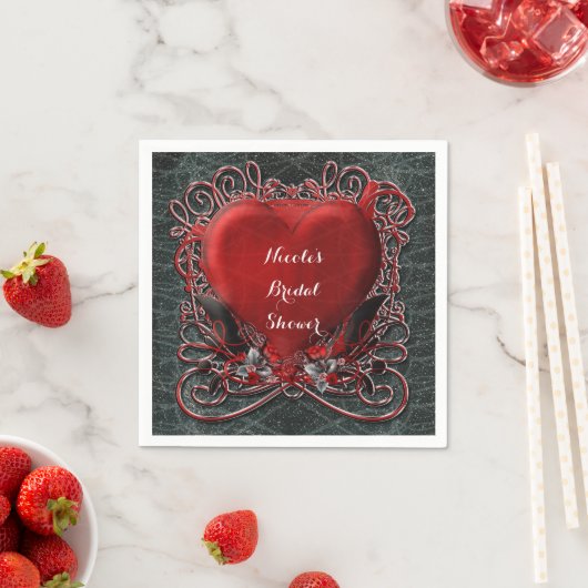 Rood hart en Rozen Gothische Valentijn Wedding Par Servetten (Insitu)