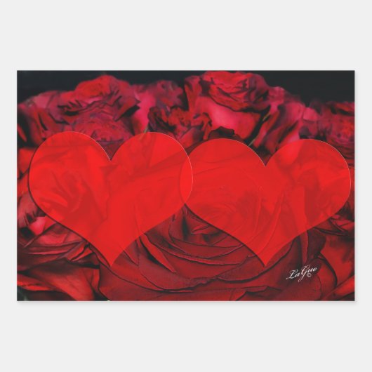 Rood HART en ROZEN inpakpapier (Voorkant 2)