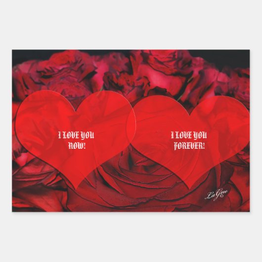 Rood HART en ROZEN inpakpapier (Voorkant)