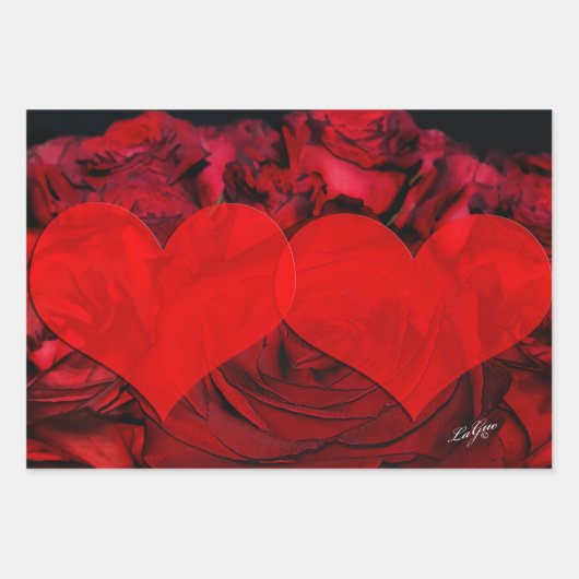 Rood HART en ROZEN inpakpapier (Voorkant 3)