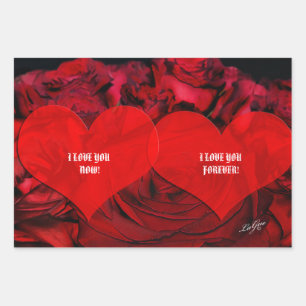 Rood HART en ROZEN inpakpapier Vel