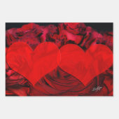 Rood HART en ROZEN inpakpapier Vel (Voorkant 3)