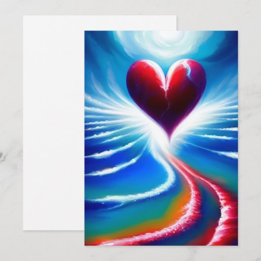 Rood hart feestdagenkaart (Voorkant / Achterkant)